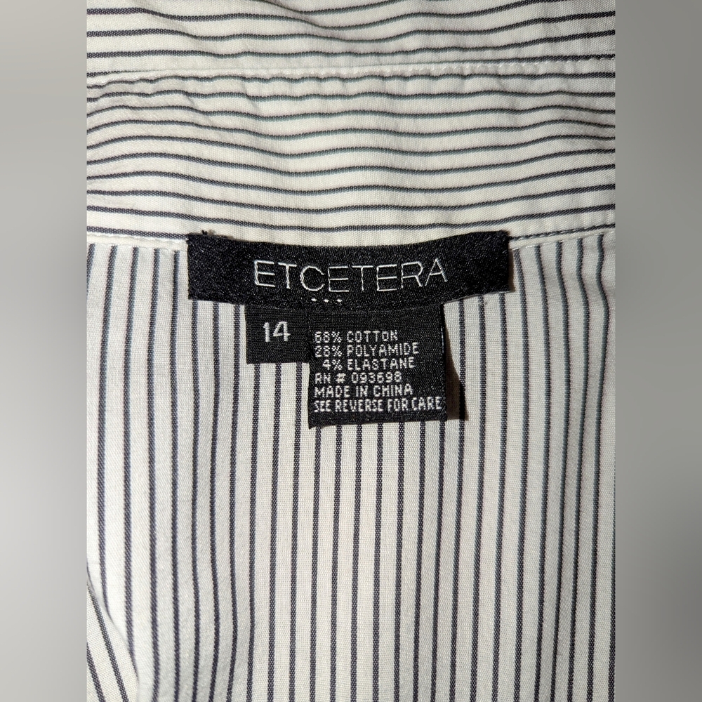 Unique details! Etcetera black & white striped dressy shirt - Size 14 - Picture 10 of 10